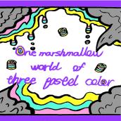 One marshmallow world of three pastel color